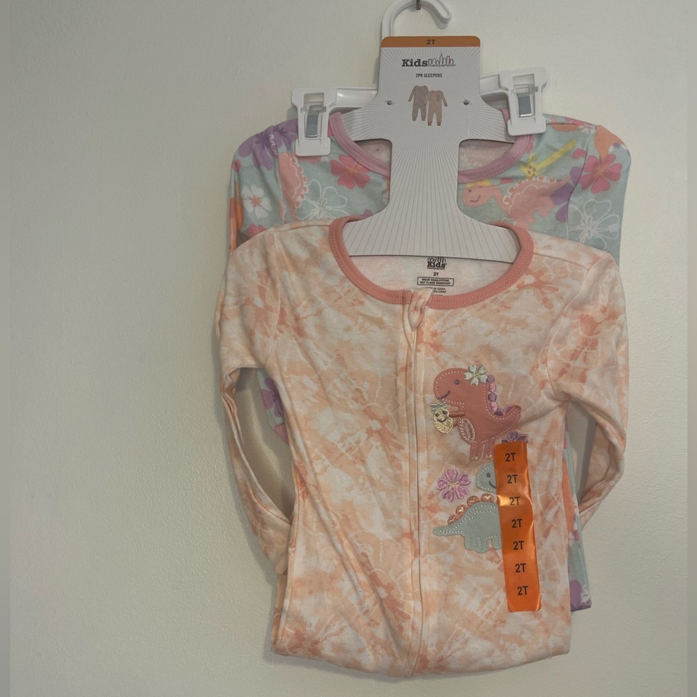 Kids Headquarters Orange and Pink Dinosaur Pajamas